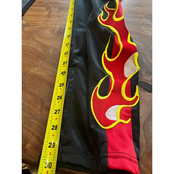 American Stitch Men's Track Pants Small Black Red Flames Drawstring Sweatpants - Picture 9 of 9